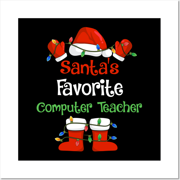 Santa's Favorite Computer Teacher Funny Christmas Pajamas Wall Art by cloverbozic2259lda